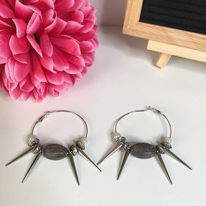 Silver Gunmetal Hoops Biker Emo Edgy pierced